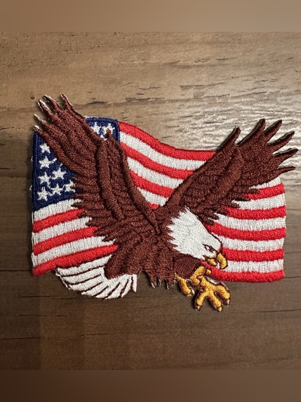 America Screaming Eagle Flag Embroidered Iron Patch Patriotic Veteran Biker 3.5"